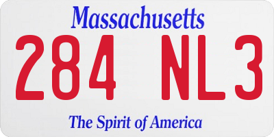 MA license plate 284NL3