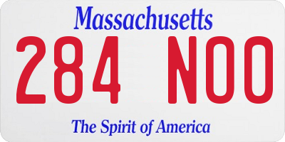 MA license plate 284NO0