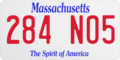 MA license plate 284NO5