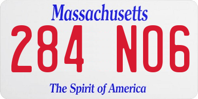 MA license plate 284NO6