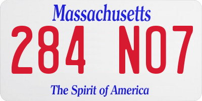 MA license plate 284NO7