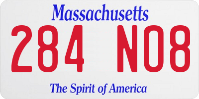 MA license plate 284NO8
