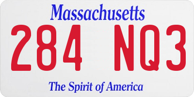 MA license plate 284NQ3