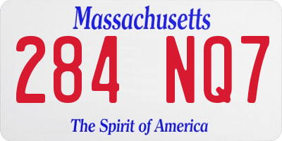 MA license plate 284NQ7