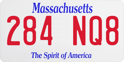 MA license plate 284NQ8