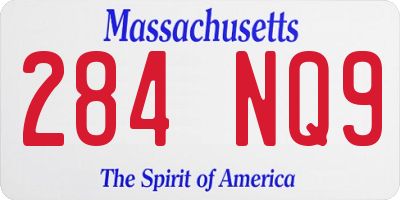 MA license plate 284NQ9