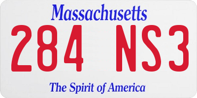 MA license plate 284NS3