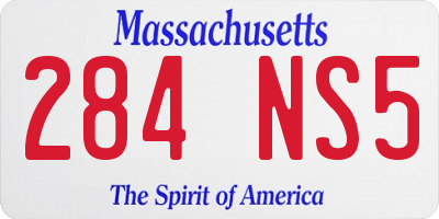 MA license plate 284NS5