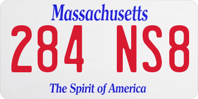 MA license plate 284NS8