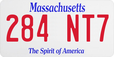 MA license plate 284NT7
