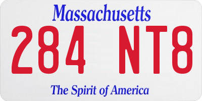 MA license plate 284NT8