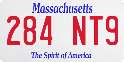 MA license plate 284NT9