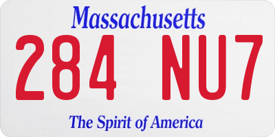 MA license plate 284NU7