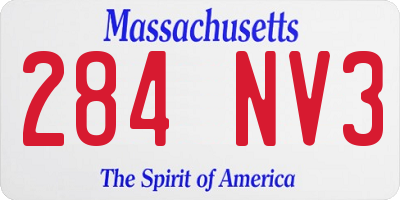 MA license plate 284NV3
