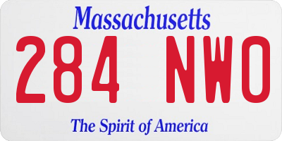 MA license plate 284NW0