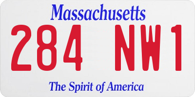 MA license plate 284NW1