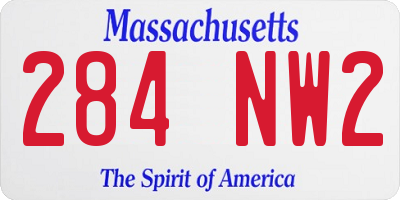 MA license plate 284NW2