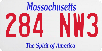 MA license plate 284NW3
