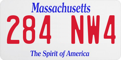 MA license plate 284NW4