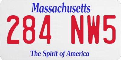 MA license plate 284NW5