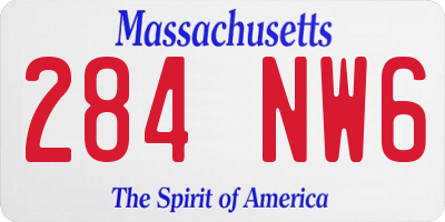 MA license plate 284NW6