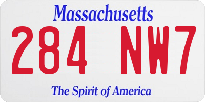 MA license plate 284NW7
