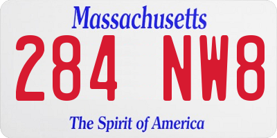 MA license plate 284NW8