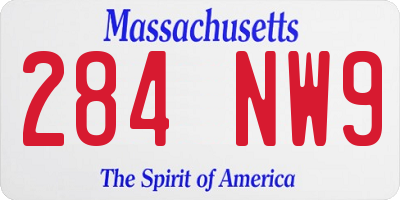 MA license plate 284NW9
