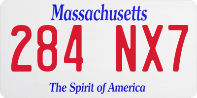 MA license plate 284NX7