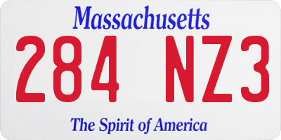 MA license plate 284NZ3