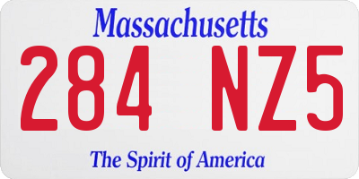 MA license plate 284NZ5