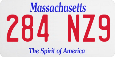 MA license plate 284NZ9
