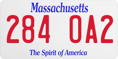 MA license plate 284OA2
