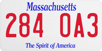 MA license plate 284OA3