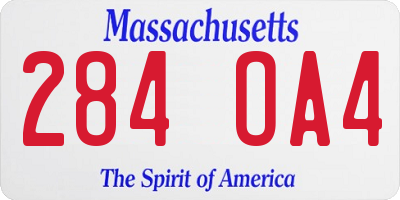 MA license plate 284OA4