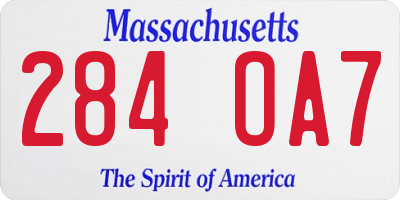 MA license plate 284OA7