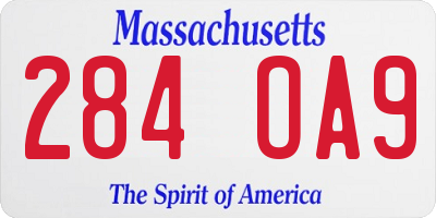 MA license plate 284OA9