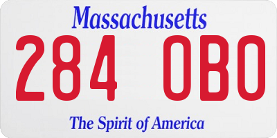 MA license plate 284OB0