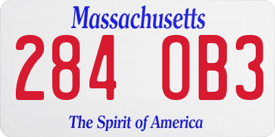 MA license plate 284OB3
