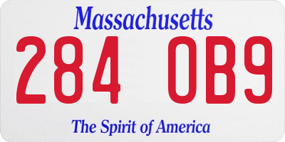 MA license plate 284OB9