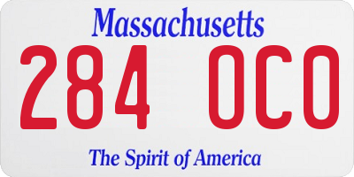 MA license plate 284OC0