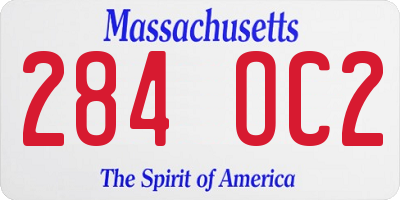 MA license plate 284OC2