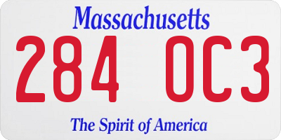 MA license plate 284OC3