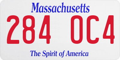 MA license plate 284OC4