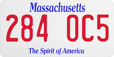 MA license plate 284OC5