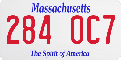 MA license plate 284OC7
