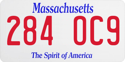 MA license plate 284OC9