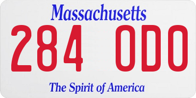 MA license plate 284OD0