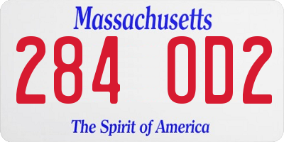 MA license plate 284OD2