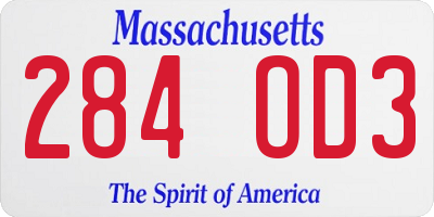 MA license plate 284OD3